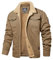 MAGCOMSEN Veste d'hiver en polaire pour homme - Veste d'aviateur militaire - Coupe-vent - Col montant - Veste doublée chaude avec 5 poches, kaki, XXXL