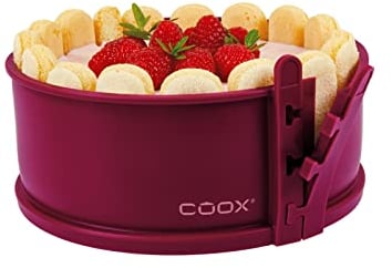 coox Springform mit Glasboden ⌀ 18 cm in Dunkelrot, backen und direkt auf der Glasplatte servieren und schneiden, kein Umsetzen nötig