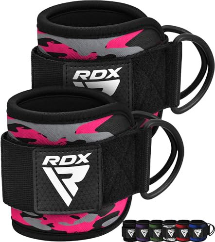 RDX Ankle Straps for Cable Machines – 7MM Neoprene Padded 10x4 Adjustable Gym Cuffs with Dual D-Rings – Weight Attachments for Wrist Glutes Leg Kickbacks Hip Abduction Strength Workouts – Men Women