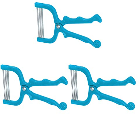 Gesichtsepilierer Manuell 15x9x1cm, ABS Edelstahl, Blau, 3 Stück | Federdesign, Anfängerfreundlich, für Damen und Beauty Enthusiasten, Zuhause am Waschbecken