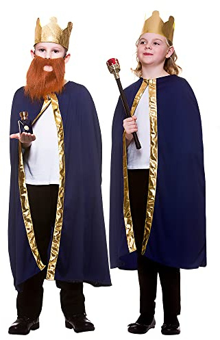 Wicked Costumes Kids Wise Man Robe & Crown Fancy Dress Costume - Blue (One Size)