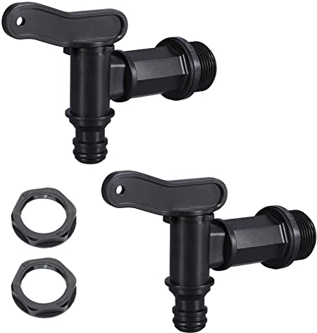 Robinet Cuve 1000l Plastique 3/4'' pour Recuperateur Eau de Pluie, Adaptateur de Boîte de Rangement d'eau IBC Avec Joint Contre-Ecrou et Raccord de Robinet (2 Pcs)