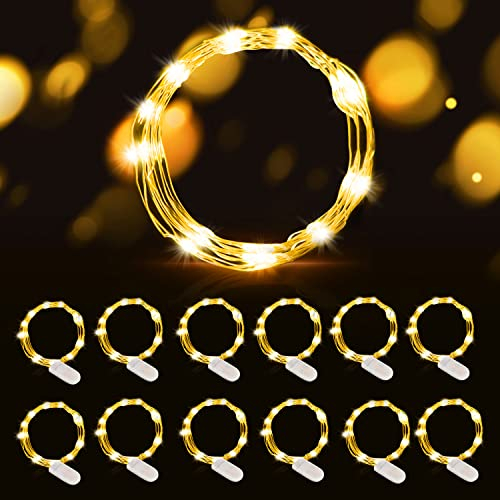 LED Lichterkette Batterie, 12 Stück 2m 20LEDs Kupferdraht Lichterkette, Mini Lichterkette, LED Micro Lichterkette, für Garten Party Weihnachten Halloween Hochzeit Beleuchtung (Warmweiß)