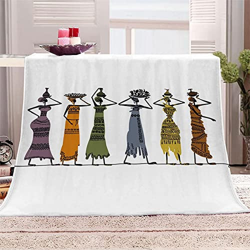 FIBITA Kuscheldecke 3D Afrika Flanell Fleecedecke 180x200 Frau Wohndecke Schmücken Sofadecke Couchdecke Tagesdecke Flauschig Weiche Mikrofaser, für Bett & Sofa