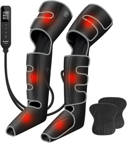 FIT KING Presoterapia Piernas con Calor, Masajeador de Piernas para el Dolor y la Circulación Botas Presoterapia para Edemas, Relajación Rápida Calienta toda la pierna y el pie