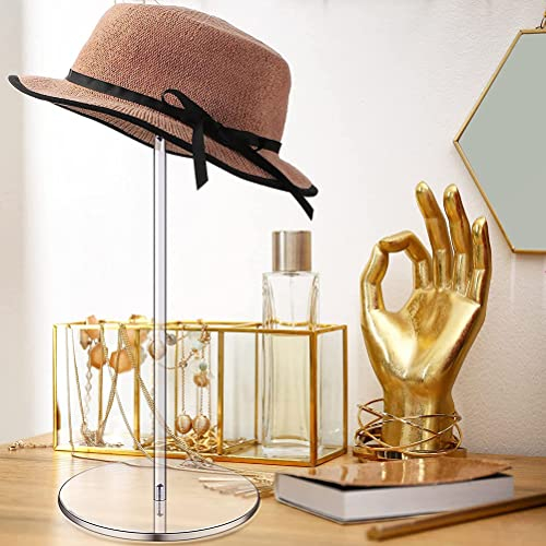 Acryl-Hutständer Tisch-Hut-Halter Display-Ständer,Perückenständer Runder Sockel Ständer für Cowboyhut, Baseballmütze und Handarbeit Displays, 11,8 Zoll Höhe