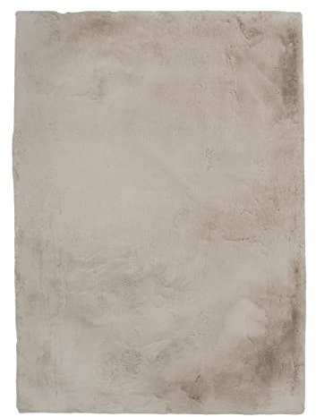 Linon Haven Lux Teppich aus weichem Kaninchenimitat, einfarbig, 90 x 150 cm, Hellgrau