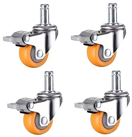 4 Bürostuhl-Lenkrollen, bewegliche Lenkrollen, Nylon-Lenkrollen, Ersatz-Möbel-Lenkrollen, Rollen für Laufkatzen, Rollen mit Standardschaft, 11 x 22 mm (Farbe: Bremse, Größe: 50 mm/2 Zoll) (Bremse 38