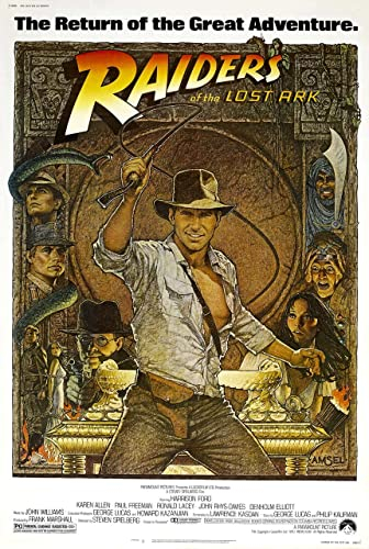 Raiders of the Lost Ark Indiana Jones Poster A3 - Filmkunstposter in verschiedenen Größen für Wohn- oder Schlafzimmerideen. Randlose Kultfilmbilder, klassische ikonische 70er, 80er, 90er Jahre, Vinta