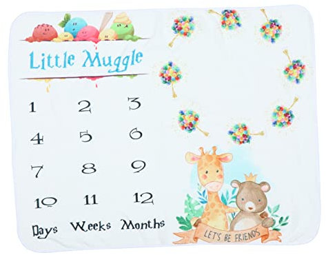 Healeved 1stk Meilenstein Decke Kleinkinderdecken Neugeborene Hintergrunddecke Personalisierte Meilensteindecke Fransendecke Kinderzimmerdecken Foto Doppelseitiger Flanell Tapisserie Baby