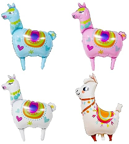 TACYKIBD 4pcs Lama Alpaka Gehen Haustier Ballon, Riesige Tier Folie Ballons Mylar Folie Ballon für Baby Dusche Kinder Geburtstag Party Dekoration Supplies
