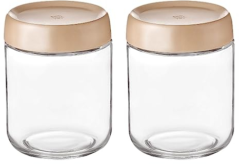 Eidoct 2-Pack 15.8oz Glass Jar with Screw Lid Leakproof Overnight Oats Container, Yogurt Jars, Oatmeal Salad Jars, for Cereals Milk Fruit Condiment Dressing(2-Pack 450ml Beige)