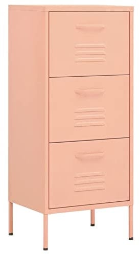 Homgoday Armadietto Rosa 42,5x35x101,5 cm in Acciaio, Salvaspazio Armadietto Esterno, Mobili Esterno Balcone per Soggiorno, Ufficio, Camera da Letto, Bagno
