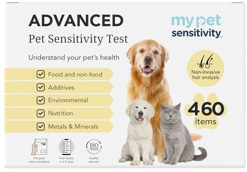 My Pet Sensitivity Advanced at-Home Test - 460 getestete Artikel | 3-5-Tage-Ergebnisse, Haarprobe | Tests auf gängige Inhaltsstoffe in Lebensmitteln, Non-Food, Umwelt, Ernährung, Metallen, Mineralien