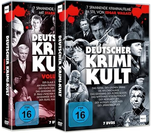 Deutscher Krimi Kult Vol. 1+2 - 15 spannende Kriminalfilme mit Starbesetzung (2 DVD-Boxen + Bonusfilm) Krimi Perlen angelehnt etwa im Style Edgar Wallace [14 DVDS]