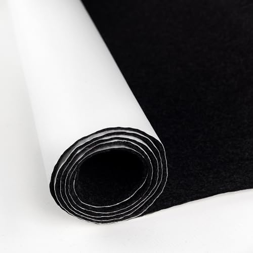 Fabreco Filz Selbstklebend Meterware 3mm Dicke (0,5 M x 150 cm) – Klebefilz & Filzstoff für Möbel, Schutz & Dekoration | Bastelfilz perfekt als Filzgleiter, Filzmatte & Vliesstoff (Schwarz)