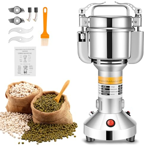 Sunowl Grinder Electrique 500g, Broyeurs à Grains Haute Vitesse 220 V, Herb Moulin à Farine électrique mit 3 Lames, pour Herbes/Épices/Noix/Céréales Maison avec Protection Contre les Surcharges