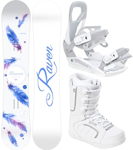 RAVEN Snowboard Set: Snowboard Mia White + Bindung s230 White + Boots Pearl (139cm + s230 White S/M + Pearl 37)