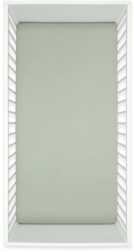 emma & noah Baby und Kinder Spannbettlaken, 70x140 cm, Musselin Spannbetttuch für Kinderbett, 100% Bio-Baumwolle, Atmungsaktiv und Kuschelig für Jungen und Mädchen (Salbei)