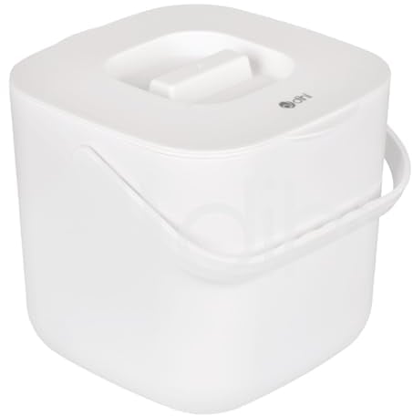 Dihl 7 Litre Indoor Kitchen Compost Caddy Bin, with Strainer and Odour Seal, 7L, Recycle Organic Waste, White