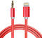 GORILLAPLANET 1M Car Aux cable 3.5mm Male Stereo Jack To Jack Audio Cable - Auxiliary Compatible with iPhone 14/14 Pro/14Pro Max/13/13 Pro/12/12 Pro/11 Pro/11/Xs/XR/X/8/7, iPad, Laptops (Red)