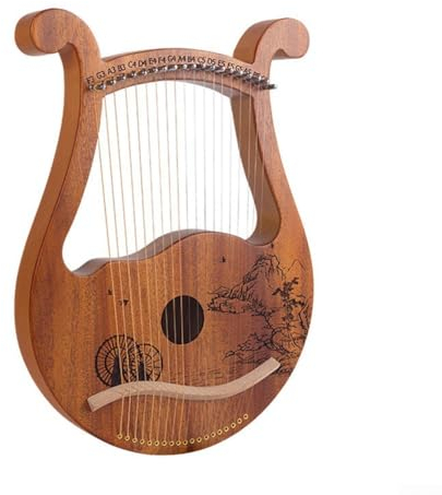 Arpa de lira, 19 cuerdas, arpa de lira de caoba, instrumento musical con llave de afinación de repuesto, incluye una llave de afinación (rueda de para ferris)