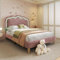 Aunvla Letto Imbottito a LED Singolo 90 x 190 cm, Struttura Con Rete a Doghe e Testiera Regolabile, Rosa, per Ragazzi, Camera da Letto e Ospiti