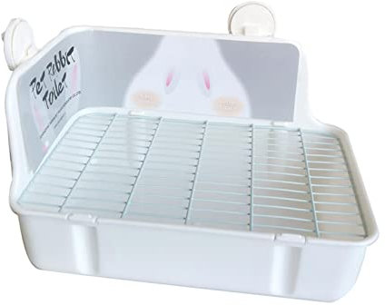 Folpus Bac à litière pour Lapin, Toilette d'intérieur Pratique pour rongeurs, Gris Blanc