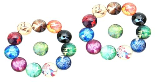 NUOBESTY 2sets DIY Jewelry Patches Round Glass Gems Elk Pattern Decorative Stickers Timeless Craft Material for DIY Projects 20pcs*2