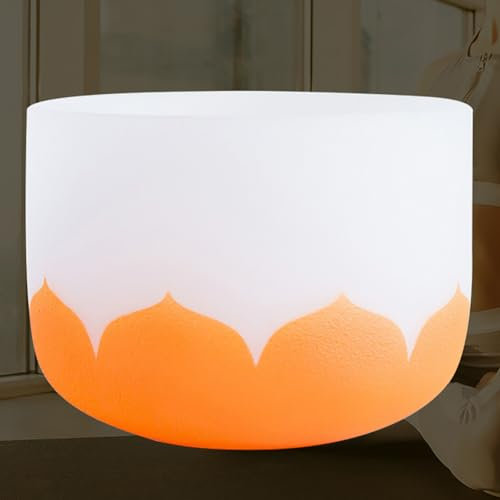 TT-YEL Frosted Quartz Crystal Singing Bowl, Meditation Bath Yoga Chakra Singing Bowl, Includes Beater And Singing Bowl Pad, Zen Decor And Unique Gift,20 Inches