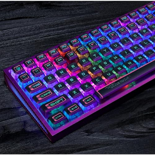 ULTRAEQUIPPudding Keycaps PBT Shine Through Keycaps ASA Profile 117 Keys Set Custom Keycap Set Universal Compatiability for Azoth/Scope II Keyboard (Binary Terminal - Cyberpunk)