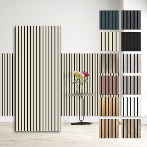 HEXIM Akustikpaneele 138,5x60cm - flexible Lamellenwand Holz MDF Wandpaneele Lamellenverkleidung Wandverkleidung Innendekoration schalldämmend (1 Paneel / 0,83 m² Palomino - APH01)