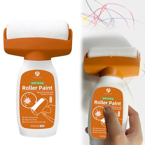 LYPPUL Wand Reparatur Rollbürste mit Wandreparaturpaste, Wandfarbe Ausbessern Weiß 500g, Wandreparatur Creme Wandreparatur Rollenfarbe für Spachtelmasse Bohrloch Füllung