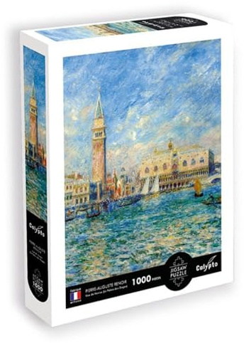 Calypto 3907013 Venedig Dogenpalast, 1000 Teile Puzzle mit Soft-Touch, Kunstpuzzle mit samtiger Oberfläche, für Erwachsene und Kinder ab 9 Jahren, Pierre Auguste Renoir, Nachauflage
