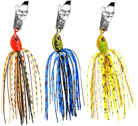 TABKSOLA ChatterBait, Vorinstallierte Spinnerköder, Bassköder Set Mit Metallplättchen, Geeignet für Bass, Hecht, Wels und Andere Raubfischköder.