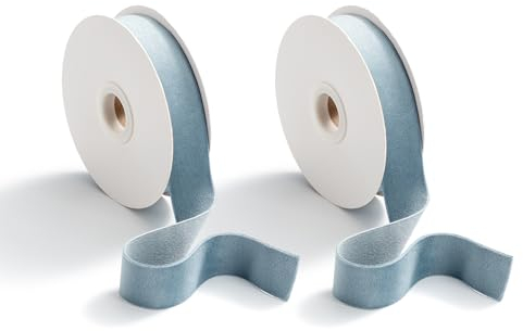 CHUQING Schleifenband Blau Grau Geschenkband Samt Blau Dekoband Samtband Blaues Grau Blaue Stoffband,2 Rollen, 25 mm x 9 m