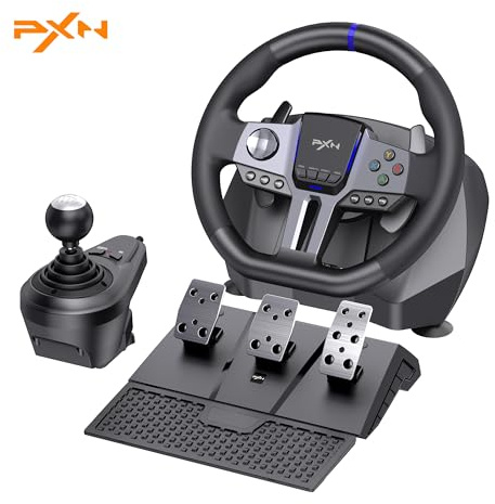 PXN V9 Gen2 Racing Wheel - Steering Wheel Driving Wheel 270°/ 900° Degree Vibration Gaming Steering Wheel with Shifter and Pedal for PS4,PC,PS3,Xbox Series X|S, Xbox One