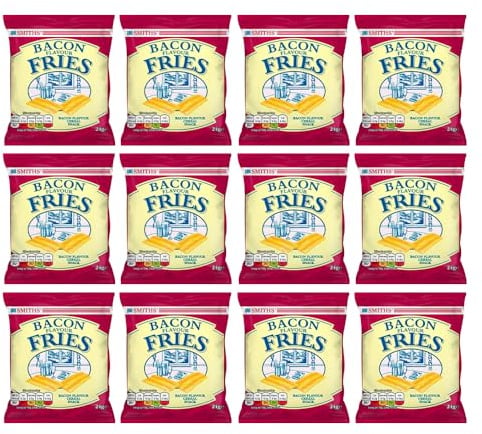Smith Bacon Fries 24g x 12 Pack - Crunchy Bacon Fries Flavor Savoury Selection Cereal Snack Ideal for All Types of Drinks [Packaging may vary]