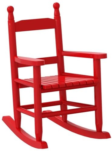 vidaXL Schaukelstuhl für Kinder Rot Massivholz Pappel, Gartenstuhl, Outdoor Stuhl, Outdoor Schaukelstuhl, Terrassenstuhl, Garten Schaukelstuhl