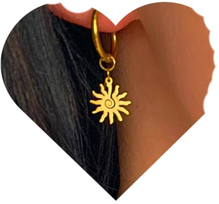 NataschaWoge® Sonne Ohrringe Damen Edelstahl – Huggie Creolen 3,4 cm – in Gold oder Silber – wasserfest & hypoallergen – minimalistischer Schmuck