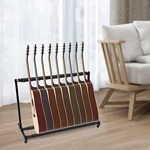 MEELRYD Gitarrenständer Boden Metall Gitarrenständer, Mehrzweck-Gitarrenständer 9 Ständer einstellbar mehrere Gitarrenhalter Gitarre Display Regal für Gitarren, E-Gitarren, Bass