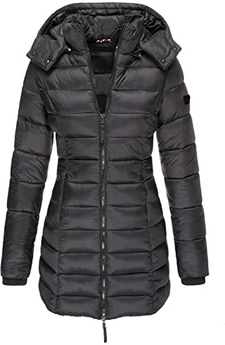 ZRYAZQ Steppjacke Damen Leicht Lang mit Kapuze Winterjacke Damen Warm Übergangsjacke Damen Mittellang Wintermantel Damen Elegant Steppmantel Winter Reissverschluss Jacke Dicke Mantel Damen Winter
