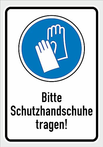 Bitte Schutzhandschuhe tragen Aufkleber Vinyl Sicherheitsaufkleber Schutzbrille Selbstklebende Karte Sticker TK-094