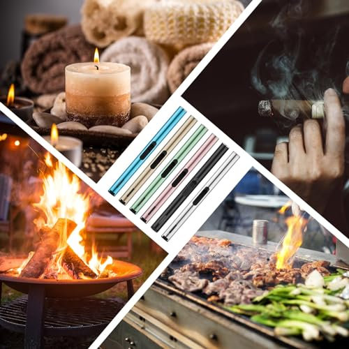 6 Stück Stabfeuerzeug, Stabfeuerzeug Gas Nachfüllbar, Feuerzeug Lang Stab 17.6cm, Kerzenfeuerzeug Sturmfeuerzeug für Kerzen, Grill, Küche, Kamin, Camping, Geschenke für Männer (Ohne Gas)