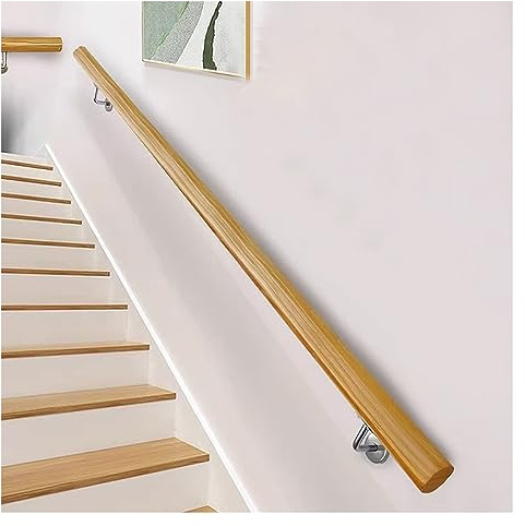 Kit de pasamanos redondo de madera para porche, patio, garaje, hogar, interior, auxiliar, barandilla (madera de 122 cm)