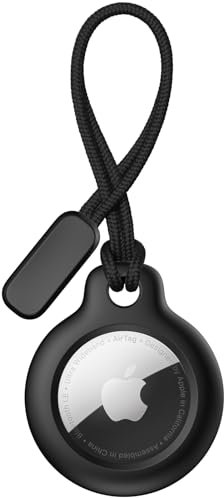 Meliya AirTag Portachiavi per Apple Airtag con laccetto, Custodia in Plastica per Apple Airtag, Portatile Cover Protettiva per AirTag per Zaini e Animali Domestici (Nero)