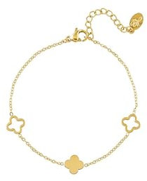 Acura-Styles Damen Kleeblatt Armband Gold aus Edelstahl 18kt Vergoldet Vierblättriges Armband Kleeblatt Design für Damen und Mädchen wasserfest Glücksbringer und Glücksklee Geschenk für Frauen