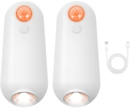 MiOYOOW Toiletten Nachtlichter, 1/2 Stück Toilettenlicht mit Bewegungsmelder, 8 Farben, Per USB Wiederaufladbares Toilettenschüssel Nachtlicht für Badezimmer, Schlafzimmer, Treppen, Flur