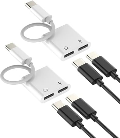 Adattatore USB C Cuffie per Apple (2pack)Tipo C Rapido Caricatore DAC Audio Cavo Adapters per iPhone 16 15 Pro Max Connettore per iPad Compatibile con Samsung S24 Headphone Convertitore Dual Splitter