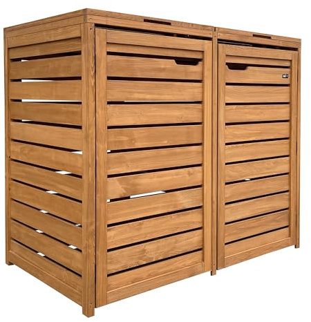 AXI Lex Mülltonnenbox Holz Braun | Mülltonnenverkleidung mit Deckel für 2 Tonnen - 240-480L | Müllbox/Aufbewahrungsbox für Mülltonnen.